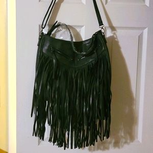 Black fringe boho purse